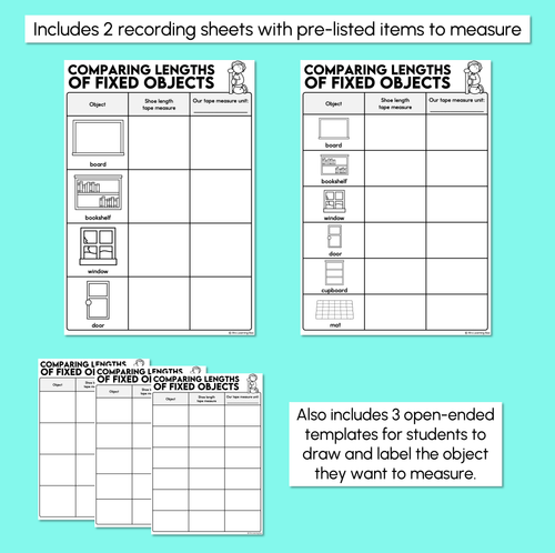 Resource preview 3 for Informal Tape Measures - Comparing Lengths of Fixed Objects Worksheet 