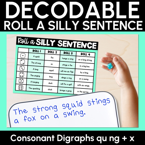 Resource preview 5 for Roll a Silly Sentence CVC/CCVC Words, Consonant Digraphs & Long Vowel Bundle