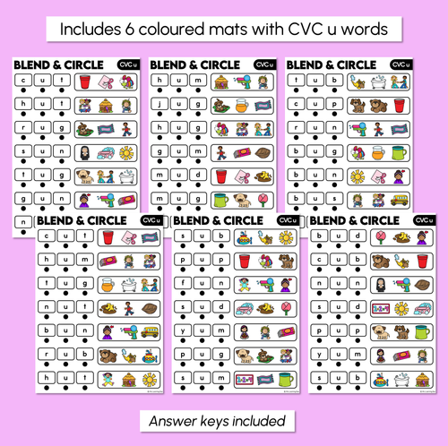 Resource preview 3 for Blend & Circle - CVC U Words Blending Mats