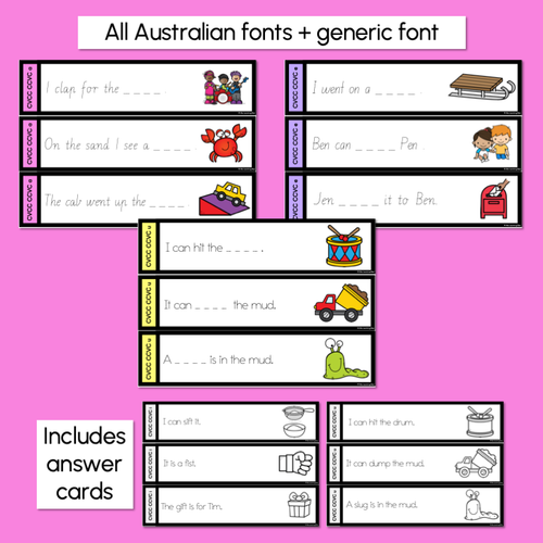 Resource preview 3 for CVCC CCVC Sentences - Trace the Sentence Task Cards - Missing Words