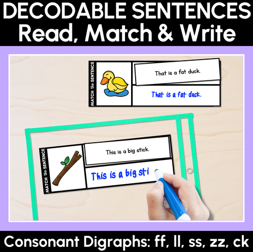 Resource preview 9 for Consonant Digraph Decodable Sentence Activities COMPLETE BUNDLE