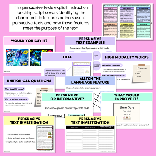 Resource preview 3 for Persuasive Text Features & Purpose - Explicit Instruction Teaching Script - Year 4, 5 & 6 Persuasive Texts