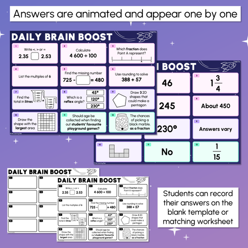 Resource preview 4 for Year 4 Maths Review - Daily Brain Boosts - Sample Set