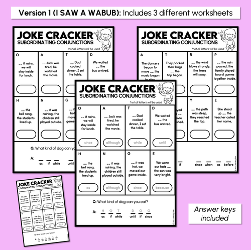 Resource preview 3 for Joke Code Cracker - Subordinating Conjunctions
