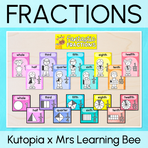 Resource preview 1 for Fractions Posters - Watercolour Rainbow - The Kutopia Collection