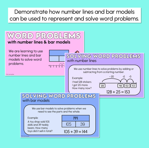 Resource preview 2 for Word Problems with Number Lines & Bar Models - Digital Slides
