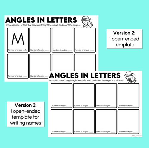 Resource preview 4 for Angles in Letters - Angles Worksheets