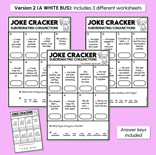 Resource preview 4 for Joke Code Cracker - Subordinating Conjunctions