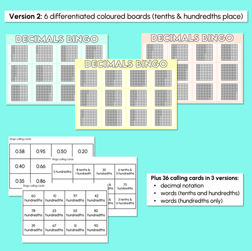 Resource preview 4 for Decimals Bingo - Tenths & Hundredths
