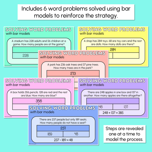 Resource preview 4 for Word Problems with Number Lines & Bar Models - Digital Slides
