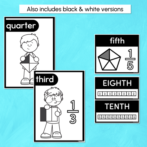 Resource preview 4 for Fractions Posters - Watercolour Rainbow - The Kutopia Collection