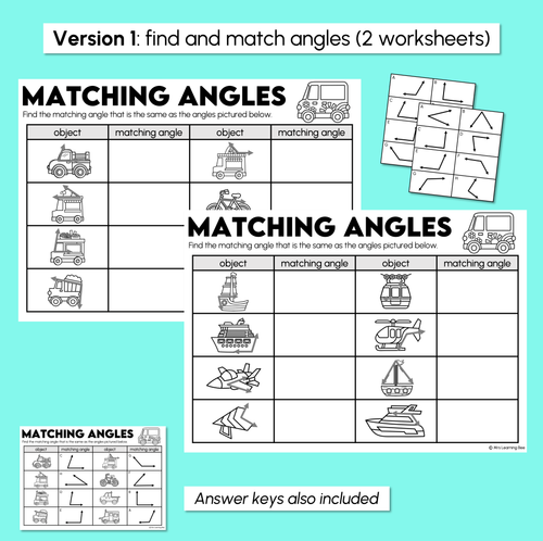 Resource preview 3 for Matching Angles - Angles Worksheets