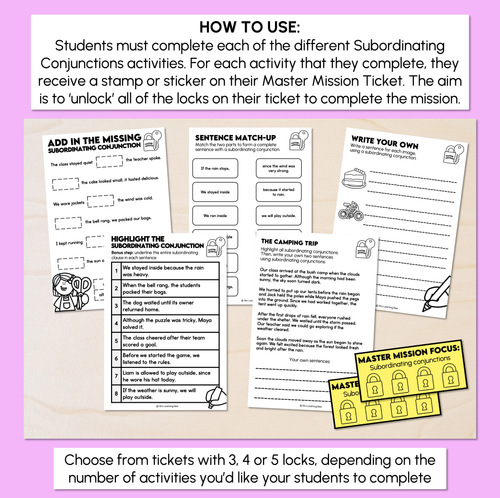 Resource preview 2 for Subordinating Conjunctions - Master Mission Activity