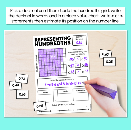 Resource preview 2 for Representing Hundredths - Representing Decimals Mats