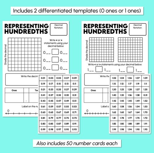 Resource preview 3 for Representing Hundredths - Representing Decimals Mats