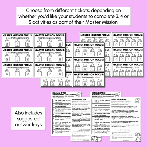 Resource preview 5 for Subordinating Conjunctions - Master Mission Activity