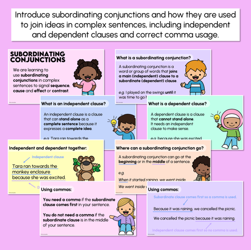 Resource preview 2 for Subordinating Conjunctions - I SAW A WABUB - Explicit Teaching Slides