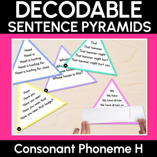 Resource preview 1 for CONSONANT PHONEME H WORDS - Decodable Sentence Pyramids - Phonics Fluency