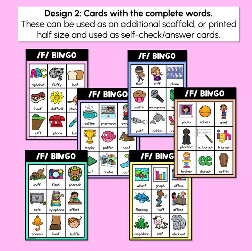 Resource preview 3 for F SOUND BINGO - Ways to spell the /f/ phoneme