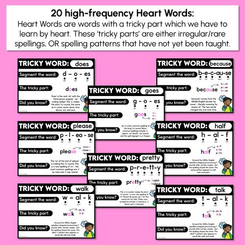 Resource preview 3 for High Frequency Heart Word Posters SET 5- WORDS WITH TRICKY SPELLINGS