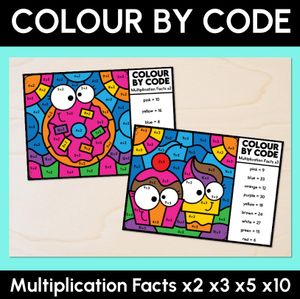 Colour by Code - Multiplication Facts x2 x3 x5 x10 - Food Theme