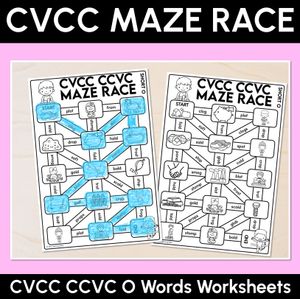CVCC Words Maze Race - CVCC CCVC O Words Worksheets