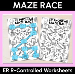 R-Controlled ER Words Maze Race - R-Controlled Vowel ER Words Worksheets