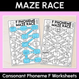 Consonant Phoneme F Words Maze Race - Consonant F Words Worksheets