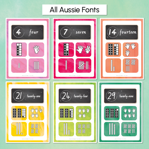 Resource preview 3 for Number Posters 1-30 with ten frames, base ten blocks, tallies & fingers - The Tutti Frutti Collection - Colourful Classroom Decor