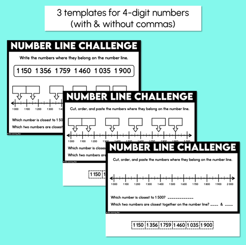 Resource preview 4 for Number Line Challenge Printables - 3-Digit & 4-Digit Numbers