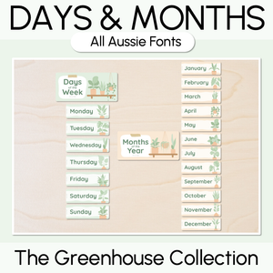 Days of the Week & Months of the Year Display - The Greenhouse Collection - Natural Classroom Decor