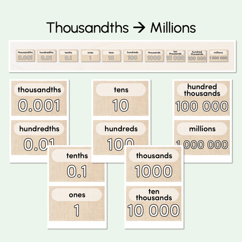 Resource preview 3 for Place Value Posters - The  Greenhouse Collection - Natural Classroom Decor