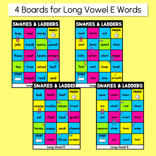 Resource preview 2 for Phonics Game for LONG E Words - Snakes & Ladders