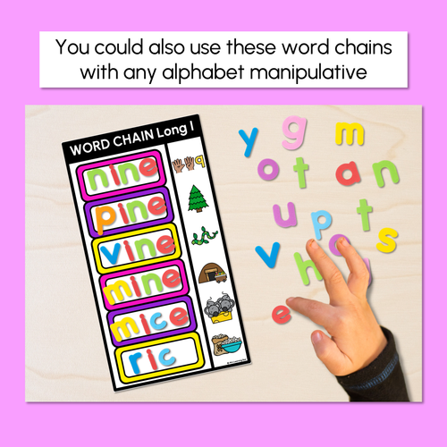 Resource preview 3 for Long Vowel I Word Chains for Beginning, Middle & End Sounds-Decodable Activities