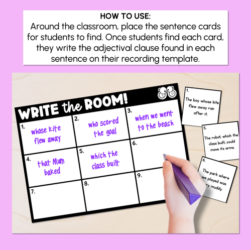 Resource preview 2 for Write the Room - Adjectival Clause
