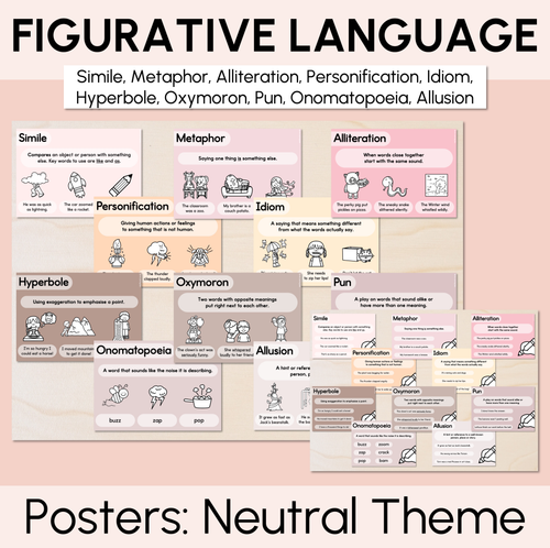 Resource preview 1 for Figurative Language Posters - Neutral Classroom Decor
