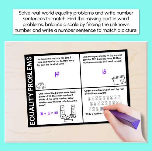 Resource preview 2 for Solving Equality Number Problems Worksheets
