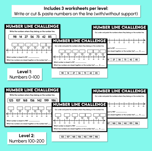 Resource preview 3 for Number Line Challenge - 2 & 3 Digit Numbers