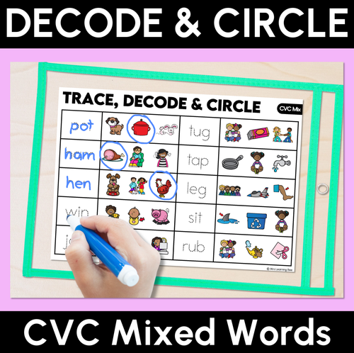 Resource preview 12 for Trace, Decode & Circle - CVC CVCC CCVC Decodable Word Mats Bundle