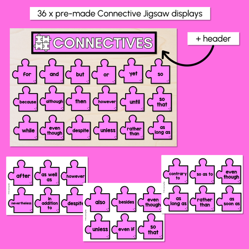 Resource preview 2 for Connectives or Conjunctions Editable Puzzle Display- VCOP aligned Vocabulary Display