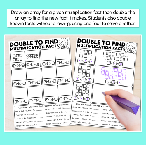 Resource preview 2 for Doubling Multiples - Finding Multiplication Facts Worksheets