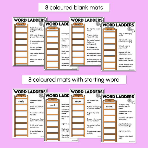 Resource preview 3 for Word Ladders - Find the Clue - Long Vowel U Words