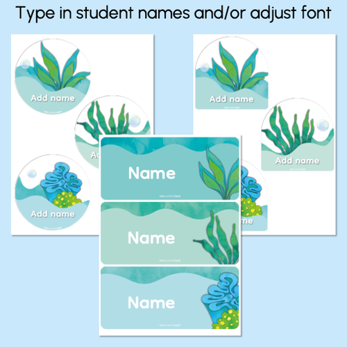 Resource preview 3 for Student Nametags - Sea of Wonder Collection - Calming Classroom Decor