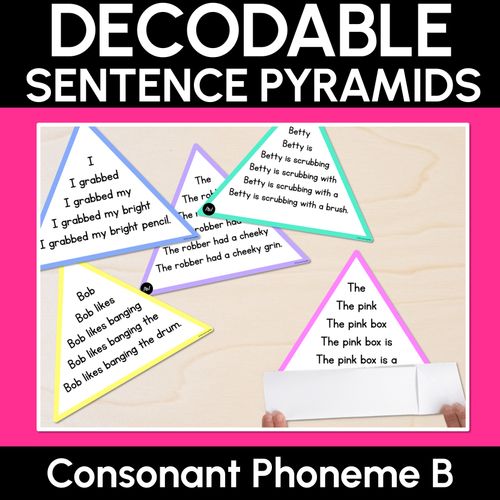 Resource preview 1 for CONSONANT PHONEME B WORDS - Decodable Sentence Pyramids - Phonics Fluency
