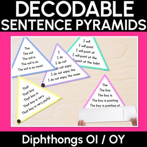 DIPHTHONG OI OY WORDS - Decodable Sentences Pyramids - Phonics Fluency