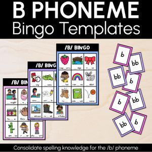 B SOUND BINGO - Ways to spell the /b/ phoneme