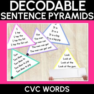 Decodable Sentences Pyramids - CVC Words - Phonics Fluency