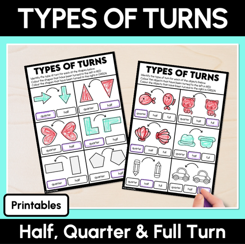 Resource preview 1 for Types of Turns - Half, Quarter and Full Turn Printables
