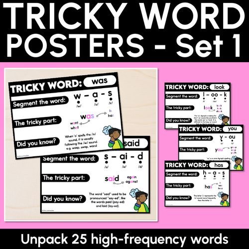 Resource preview 1 for High Frequency Heart Word Posters SET 1 - WORDS WITH TRICKY SPELLINGS