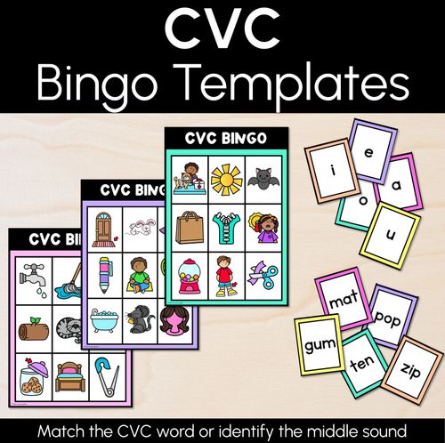 Resource preview 1 for CVC WORD BINGO - Decodable CVC Words - Kindergarten Phonics Literacy Center